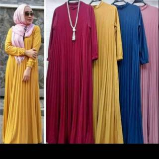 gamis plisket busana  muslim  fashion modis  pakaian 