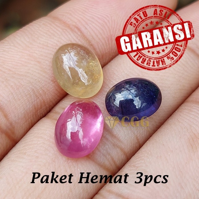 PAKET HEMAT BATU NATURAL BLUE SAPPHIRE SAFIR RUBY ASLI ORIGINAL