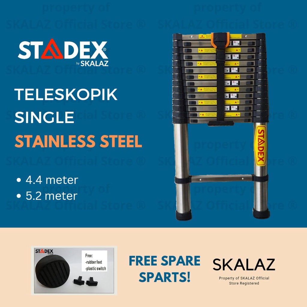 Jual Stadex Tangga Teleskopik 5 2m Single Stainless Steel Shopee Indonesia