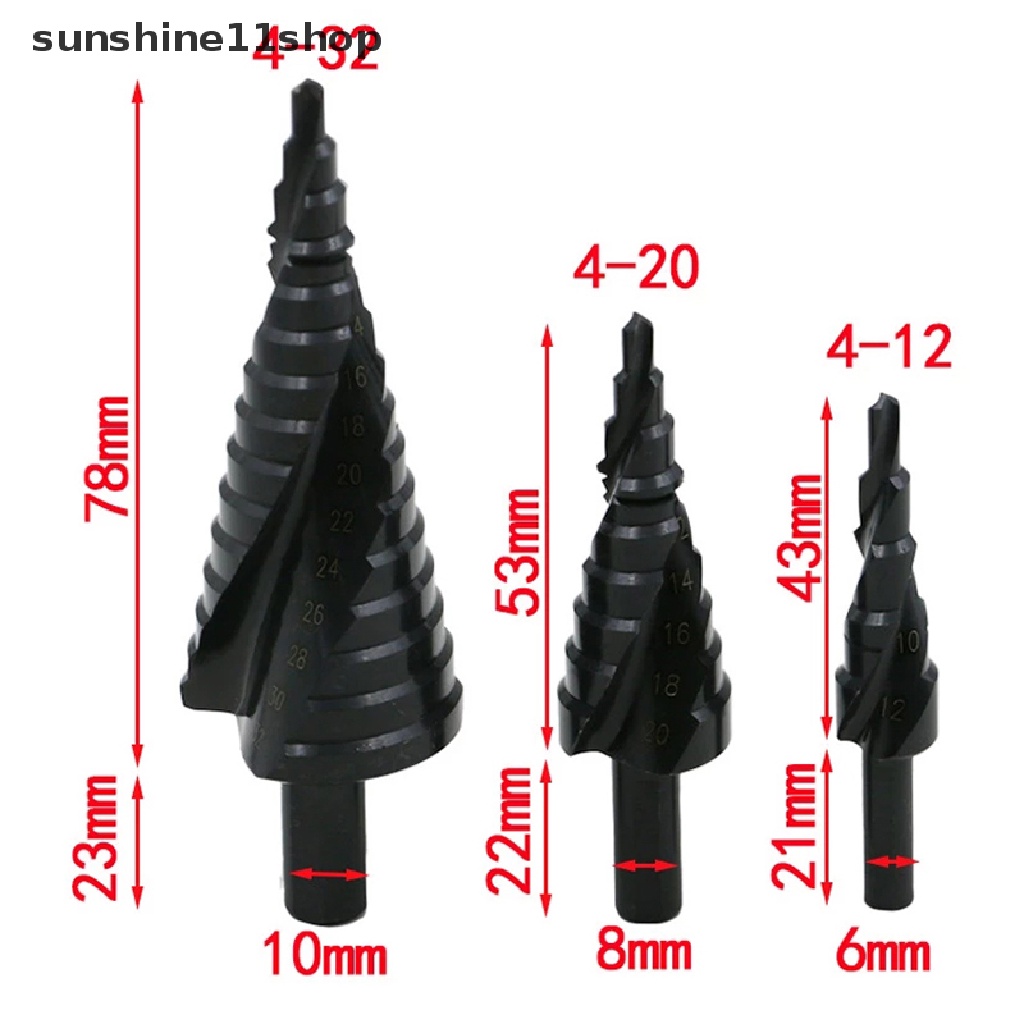 Sho 3PCS / Set Mata Bor Spiral 4-32MM Bahan HSS Cobalt