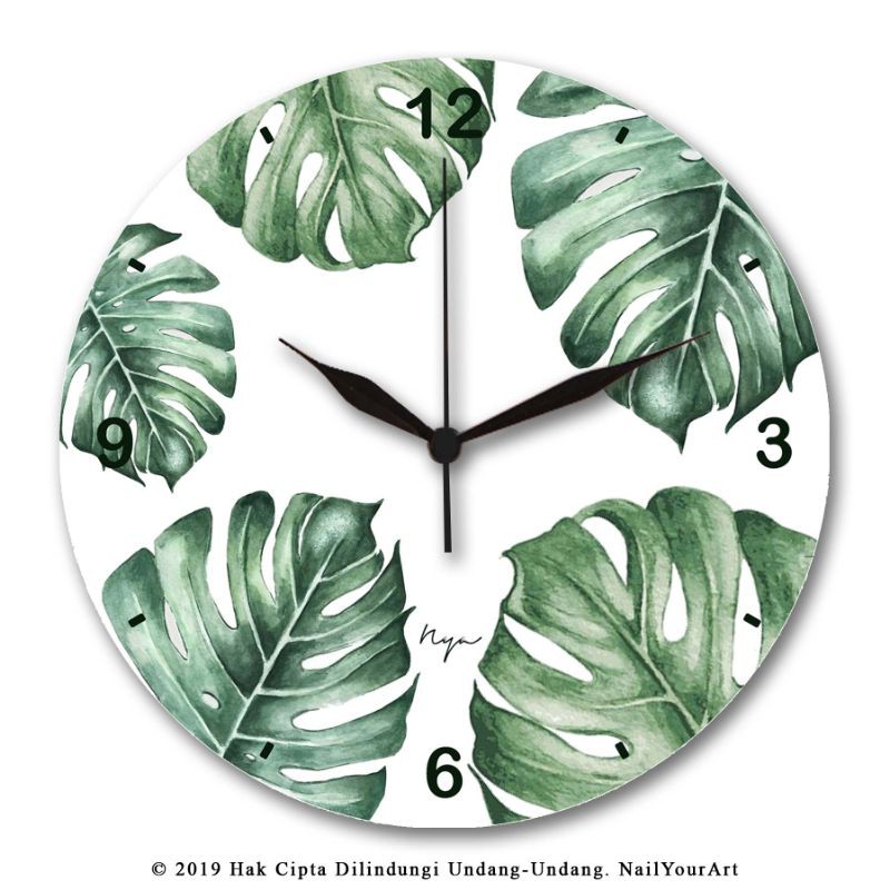 Jam Dinding MONSTERA - NYA Wall Clock - Uk.30X30 CM - Sweep Movement