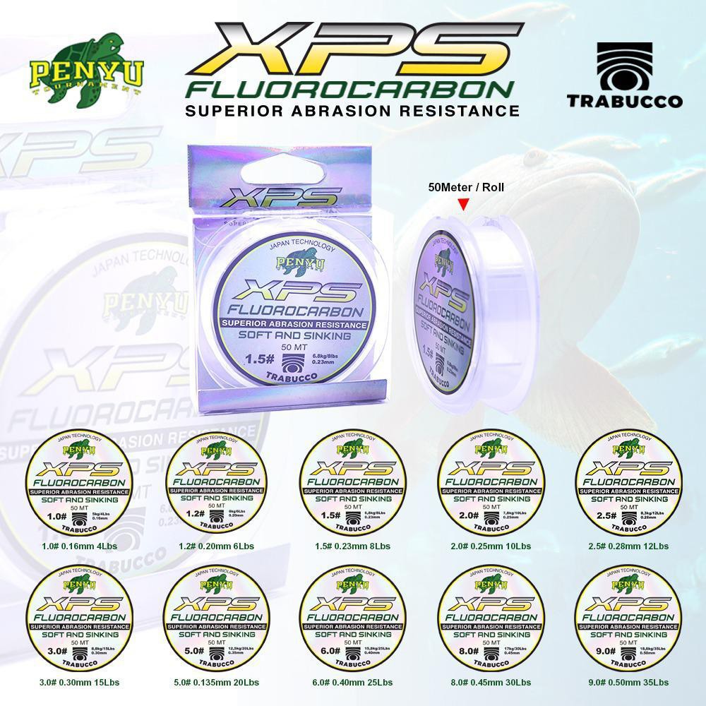 SENAR PANCING LEADER XPS FLUOROCARBON 50M WARNA TRANSPARAN KUAT DAN ANTI KERITING