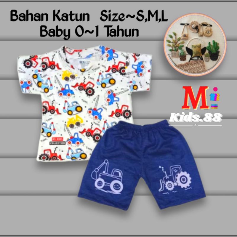 Setelan Anak Playset/EXCAVATOR/Setelan Anak cowok size S,M,L buat usai 0-1 tahun