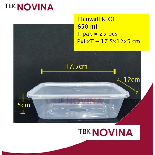 [25PCS] Thinwall 650ml Kotak Per Pack Rectangle Food Container Kotak Makan Plastik Murah