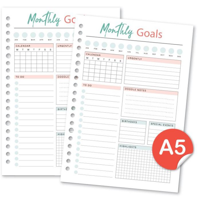 

Loose leaf A5 dan B5 - Kertas Binder Monthly Goals