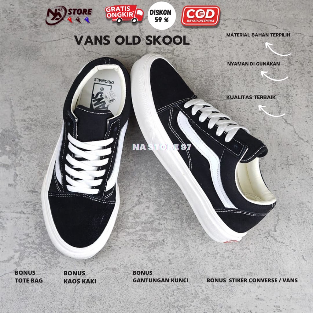 (BISA COD) 100% PREMIUM OLDSCHOOL BLACK WHITE