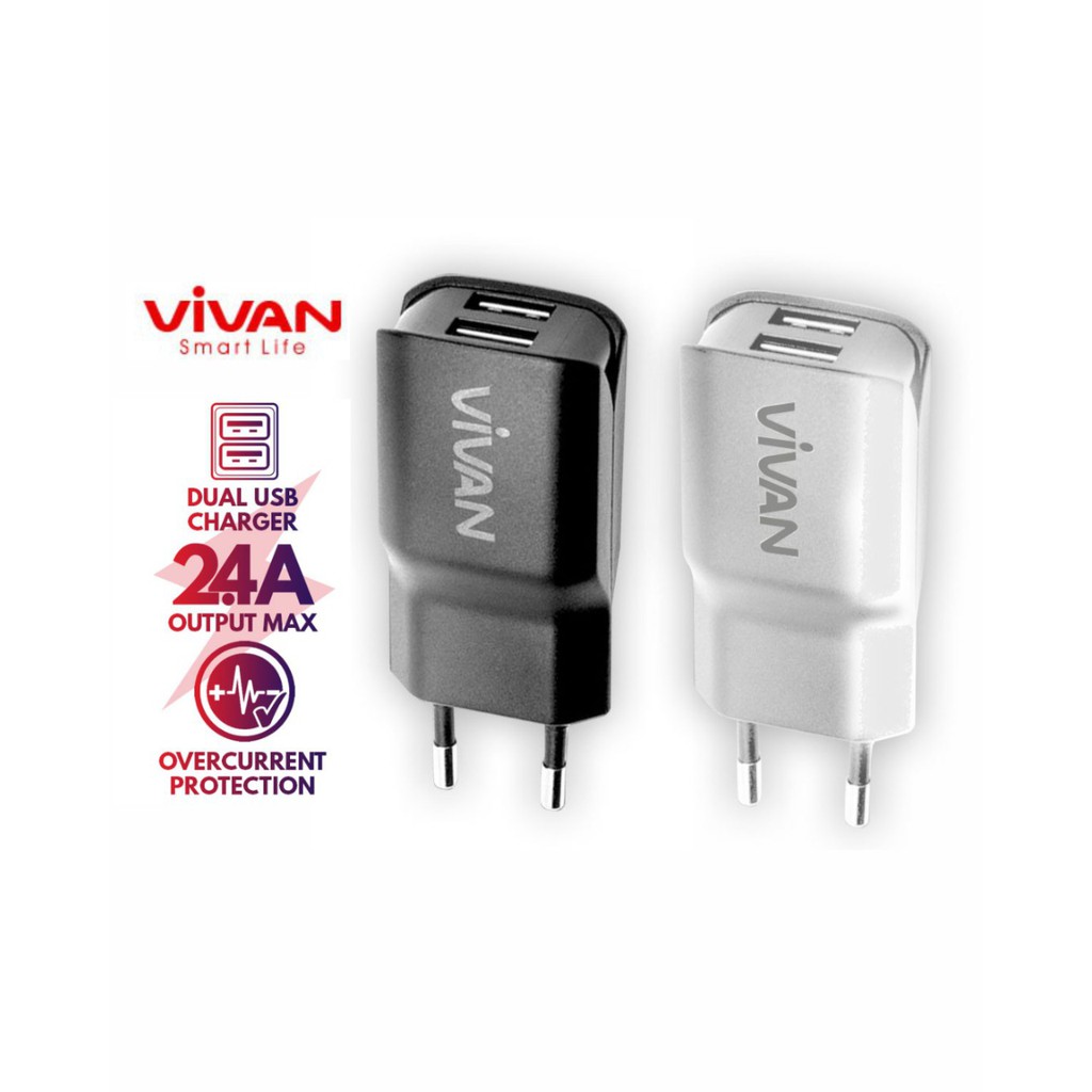 KEPALA CHARGER VIVAN DD01 DUAL PORT  USB 2.4A