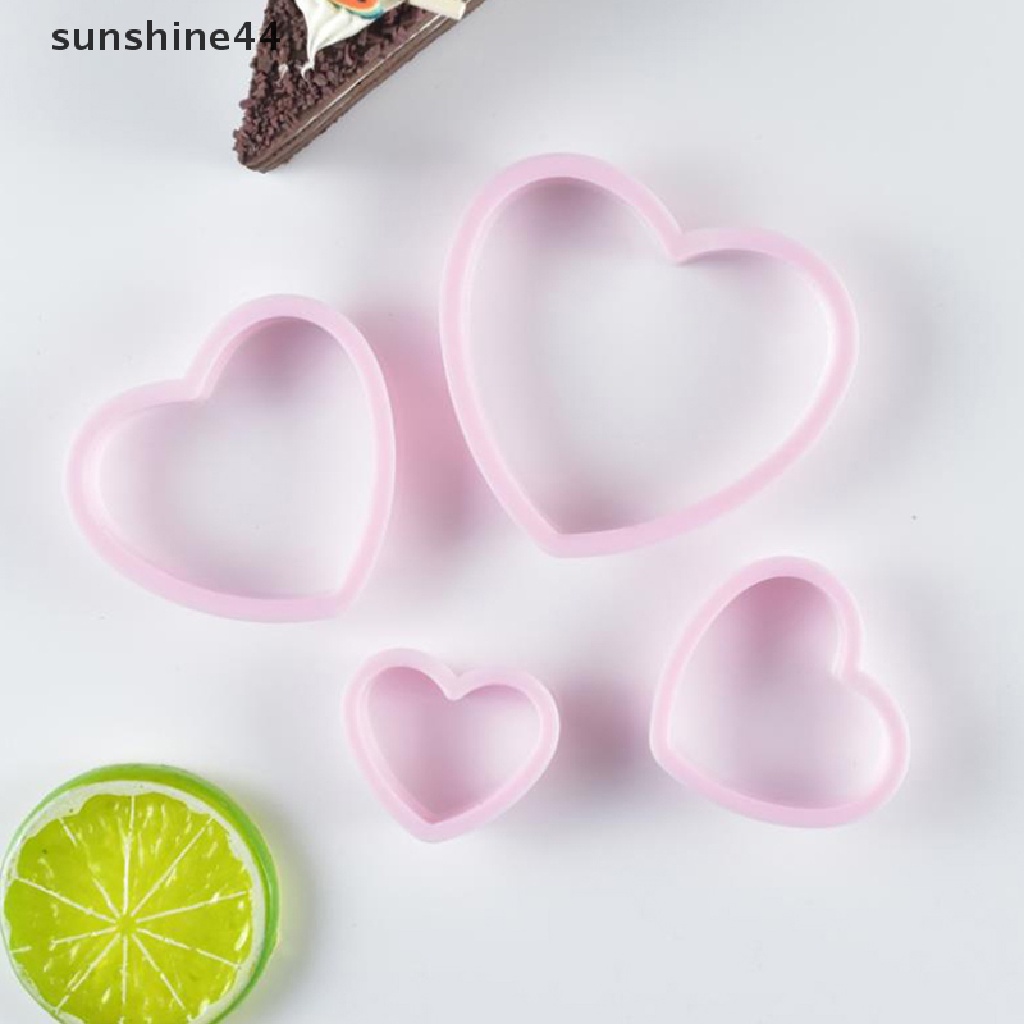 Sunshine 4pcs Cetakan Cutter Bentuk Hati Bahan Plastik Untuk Kue / Biskuit