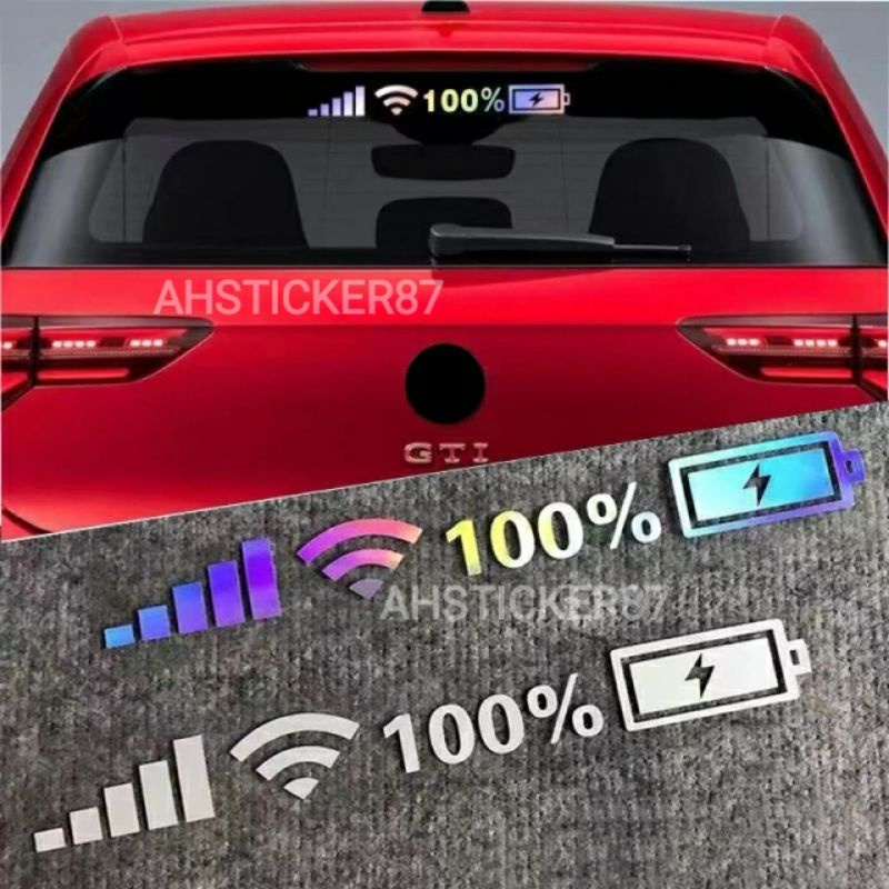 Stiker Mobil Cutting Sticker Motor Sinyal WIFI Iphone HP Battery Stiker Logo Batrei