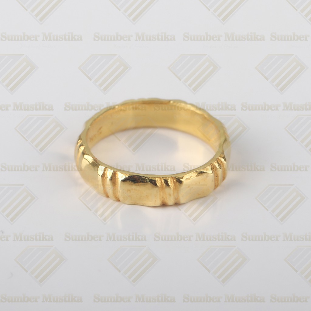 Cincin Kawin Model Bambu Polos Emas 24 Karat