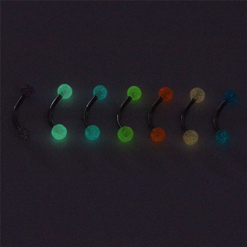 7pcs / Set Cincin Tindik Alis Bentuk Bola Barbel Glow In The Dark