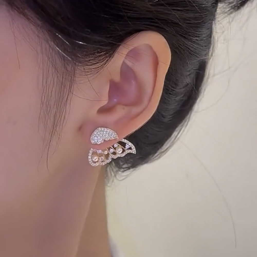 Anting Tusuk Dua Lapis Bentuk Kupukupu Micro Butterfly Dapat Dilepas Untuk Wanita Butterfly