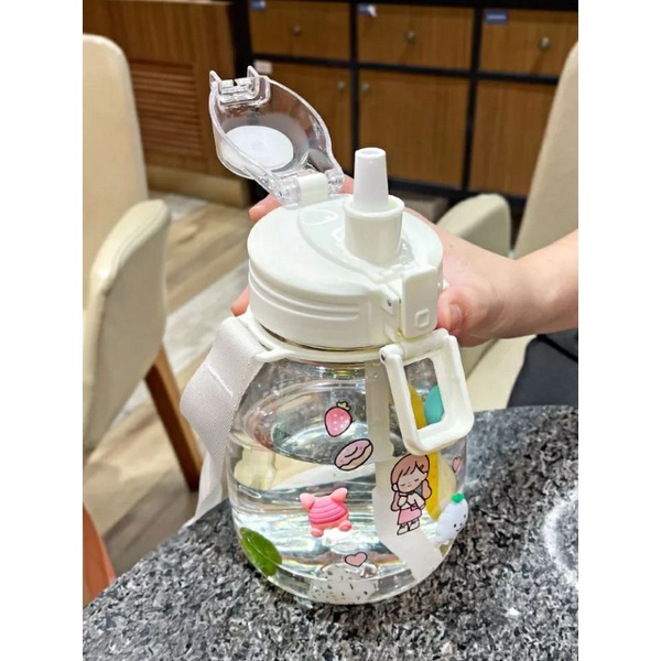 Botol Minum Sanrio FREE STIKER LUCU Tempat Minum Anak Cinnamoroll Botol Kuromi Melody JUMBO Tali Sedotan Unik Holder Handle Sticker Water Bottle Straw Silikon