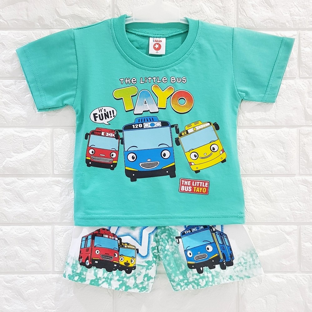 Setelan Baju Anak Bayi Laki-Laki Baby Boy Lucu TAYO The Little Bus