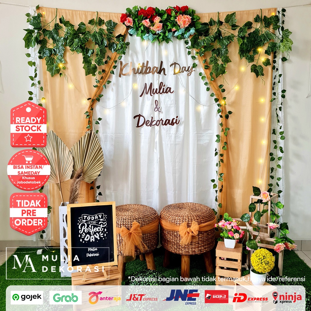 Dekorasi Lamaran Tunangan Backdrop Nikahan PhotoBooth DIY Akad Nikah Aqiqah Khitan Paket Mulia SS