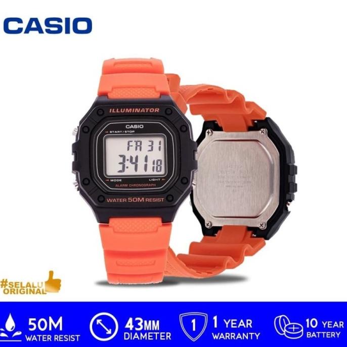 Casio Original W-218H/ W218H 1A - Jam Tangan Pria Digital - Karet