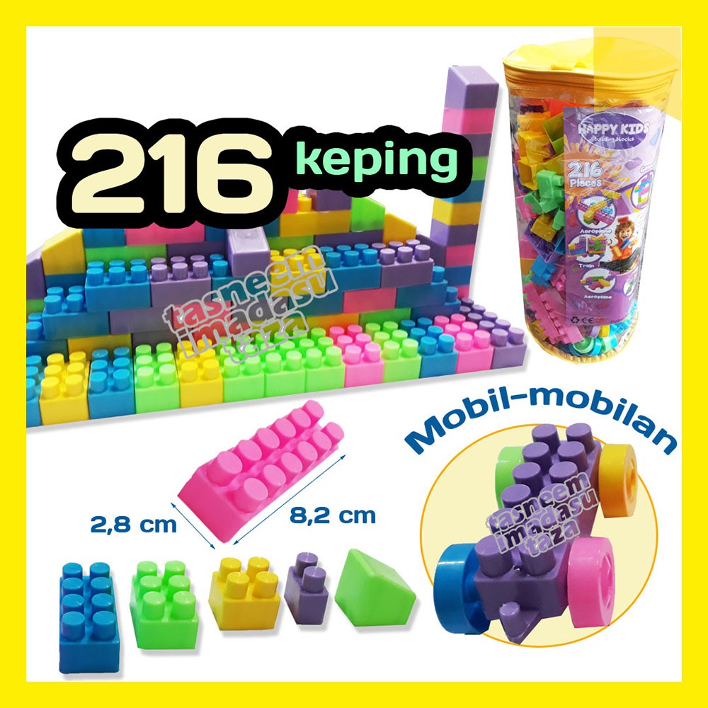 Mainan Blocks Bricks 216 PCS - Mainan Susun Balok - Mainan Anak Bongkar