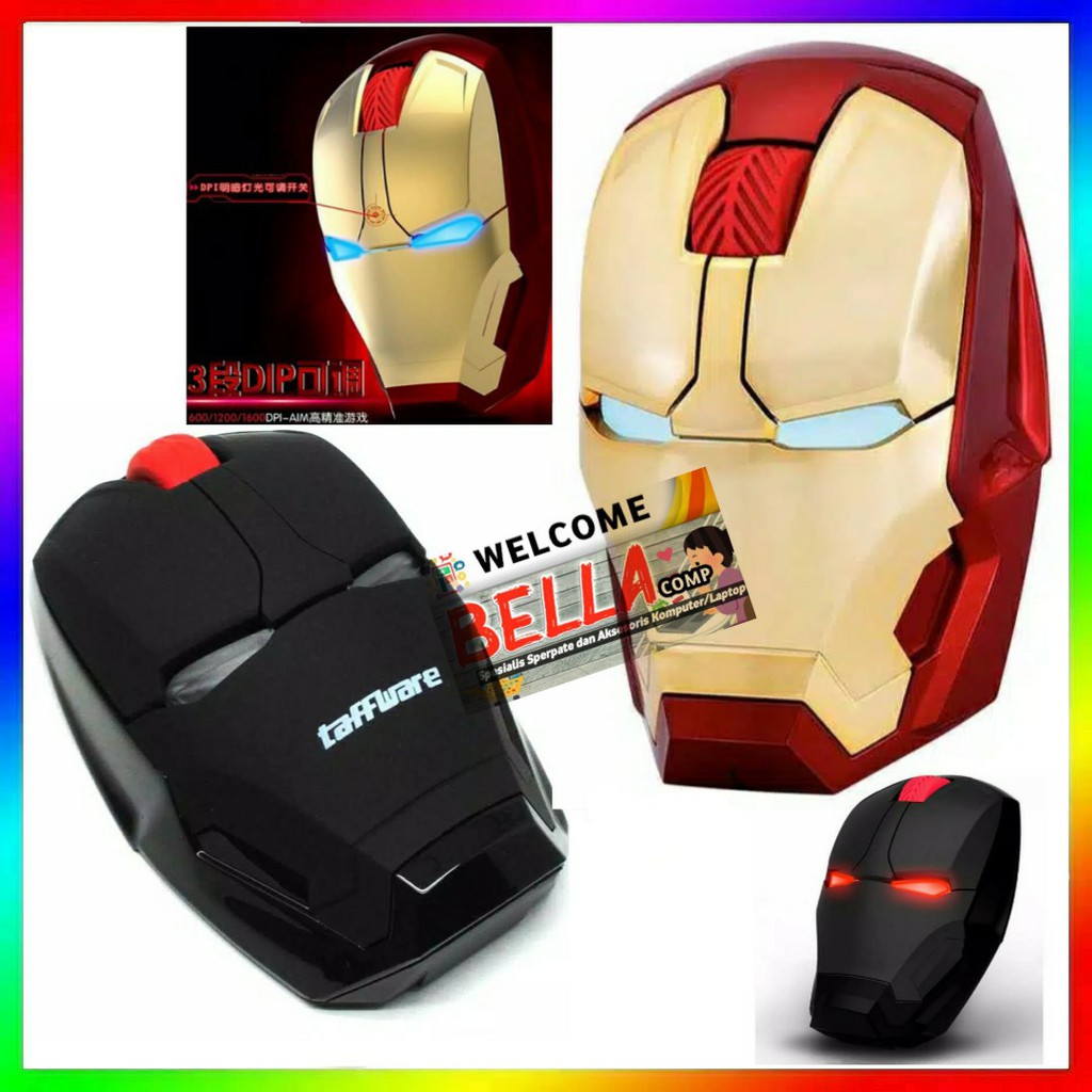 (BISA COD) TaffWare Mouse Wireless Optical Iron Man 2.4Ghz - Mouse Wireless IRON MAN Silent Plus