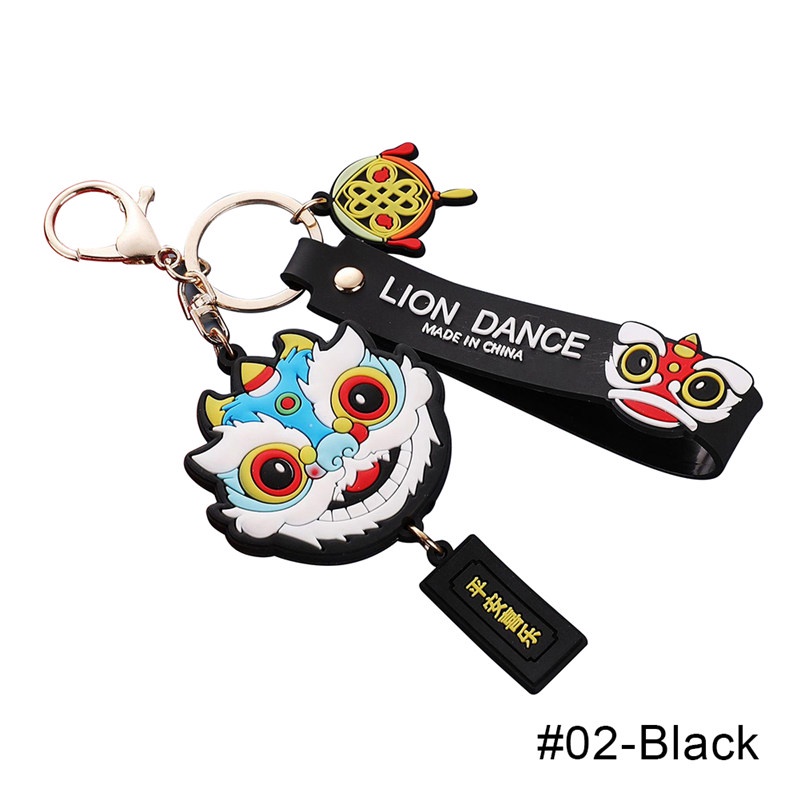 TK Lion Dance PVC Keychains Backpack Pendant Best New Year Gift Lucky Charm Keyrings Girl Gifts