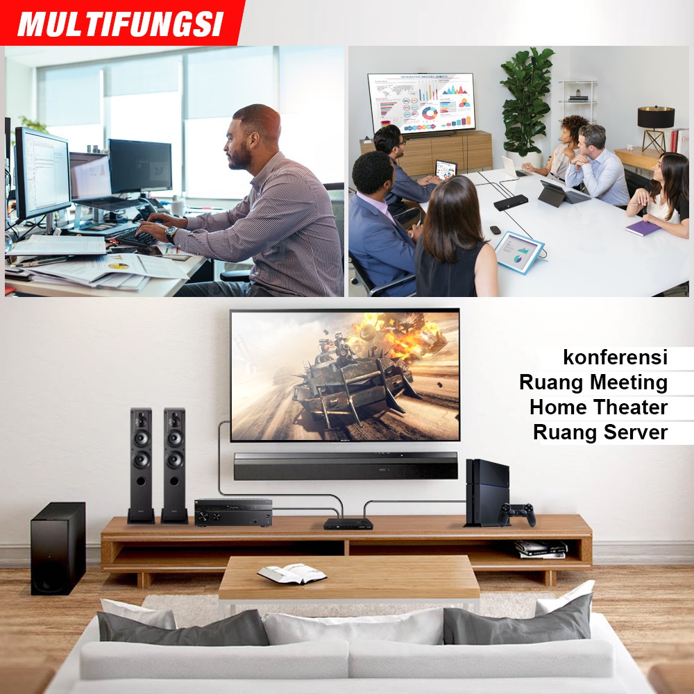 Switcher HDMI 4K Ultra HD Dolby Audio Type C USB HDMI PX HKM-310