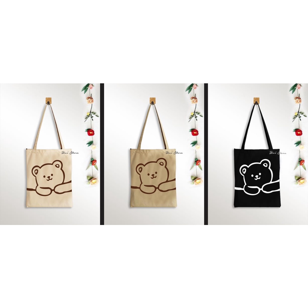 (PAKAI RESLETING) Tote bag wanita beruang varian warna ( Toko Uci)