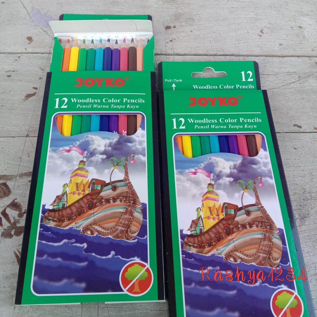 Joyko Pensil Warna Panjang Set 12 Warna Tanpa Kayu Murah-3