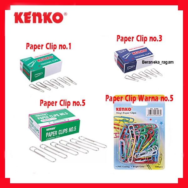 

KENKO STATIONERY PAPER CLIP NO.1 NO.3 NO.5 DAN WARNA CLIP KERTAS ATK MURAH