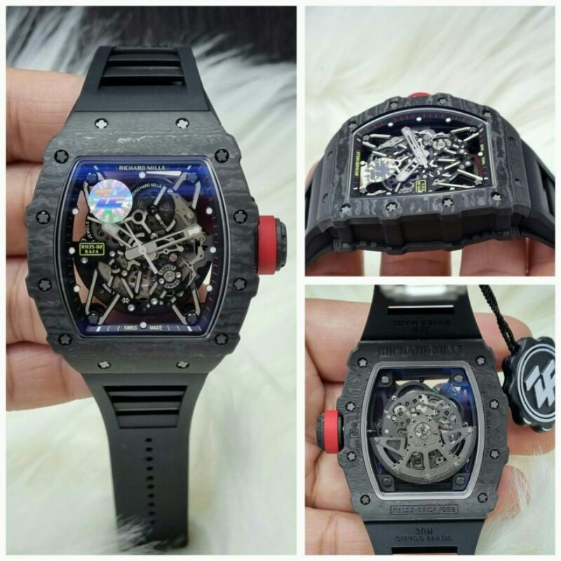 jam tangan rm rafa 35 automatic swiss zf body carbon strap rubber kualitas ori