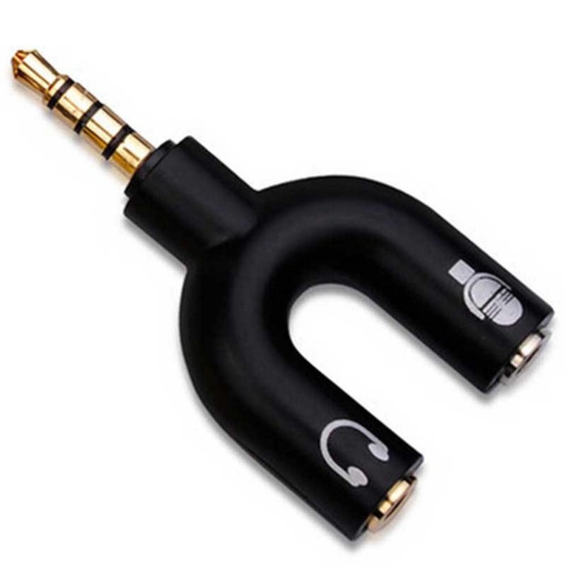 Mediatech Konektor Audio Splitter U Shape Male to Dual Female Jack 3.5mm