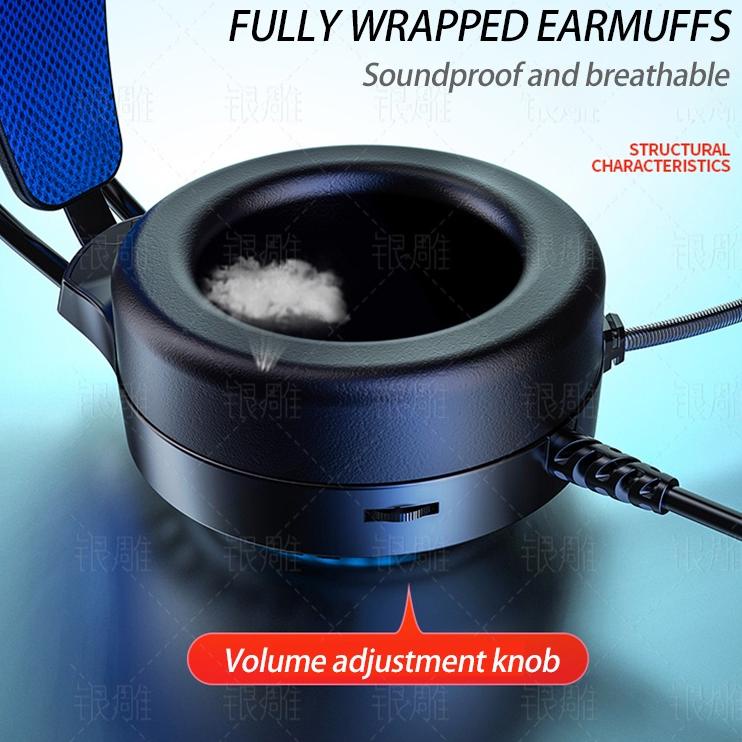 [FWMVU10036] Headset bando Gaming with Microphone noise cancelling Headphone besar Wired headfone Ga