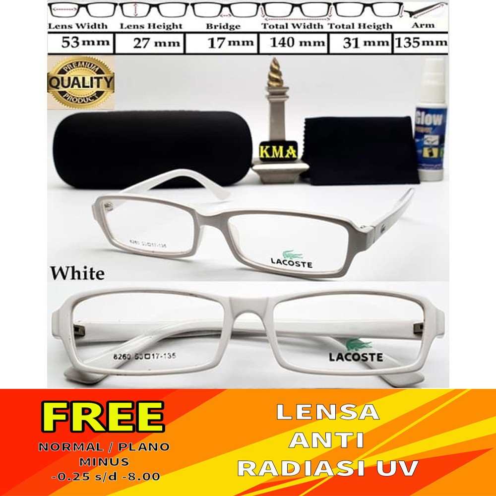 frame LACOSTE STYLISH kacamata frame minus lacoste trendy premium kacamata gratis anti uv radiasi