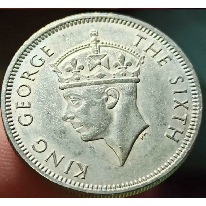 Uang Koin Kuno Asing 20 Cents Tahun 1950 Malaya King George The sixth