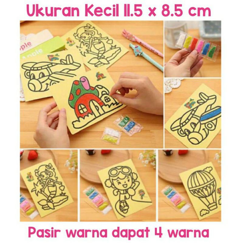 Mainan PASIR Anak Sand Painting Edukasi Size Kecil 11.5x8.5cm Murah