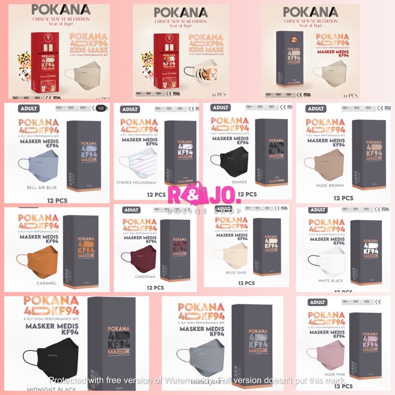 Masker Pokana KF94 4D surgical face mask isi 12 pcs