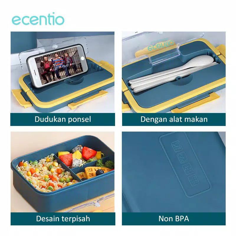Ecentio Free Mangkuk sup 300ml lunch box set Jerami Gandum kotak makan/free