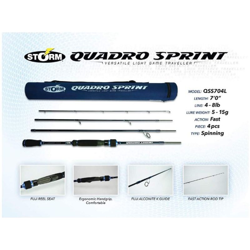 Rod Joran Spinning Travel Storm Quadro Sprint 4-8lb QSS704L