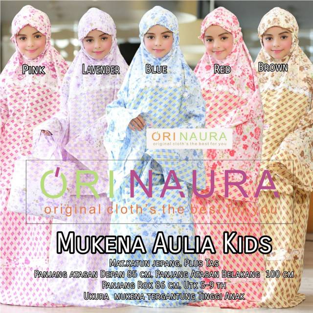 Mukena Anak Usia 5 6 7 8 9 Tahun Aulia Kids Motif  Katun Jepang Ori Naura Solo Free Tas Grosir Murah
