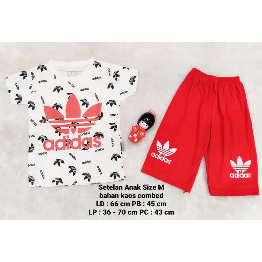 [ SUXIENNA ] RF- GINORA SETELAN HOTPANTS ANAK SABLON AD1DAS BAHAN KAOS COMBED SIZE M