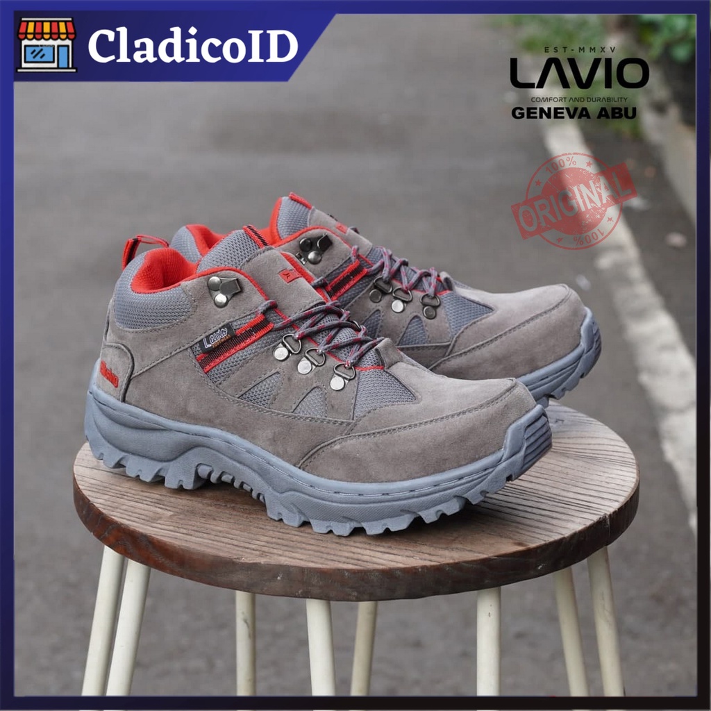 LAVIO Geneva Safety Boots Pria Ujung Besi Sepatu Sefty Untuk Kerja Lapangan Outdoor Mendaki Gunung Anti Slip Mood Booster