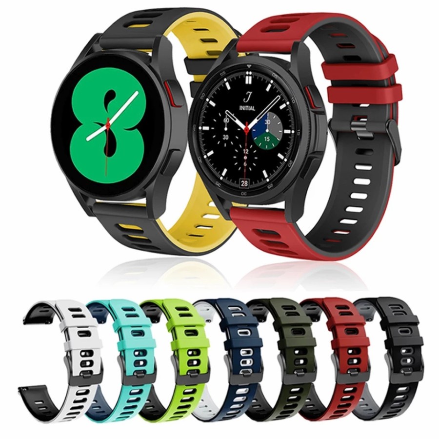 STRAP TALI JAM - RUBBER TWOTONE 20MM WATCH - FOR SAMSUNG GALAXY WATCH 4 40 42 44 46 MM