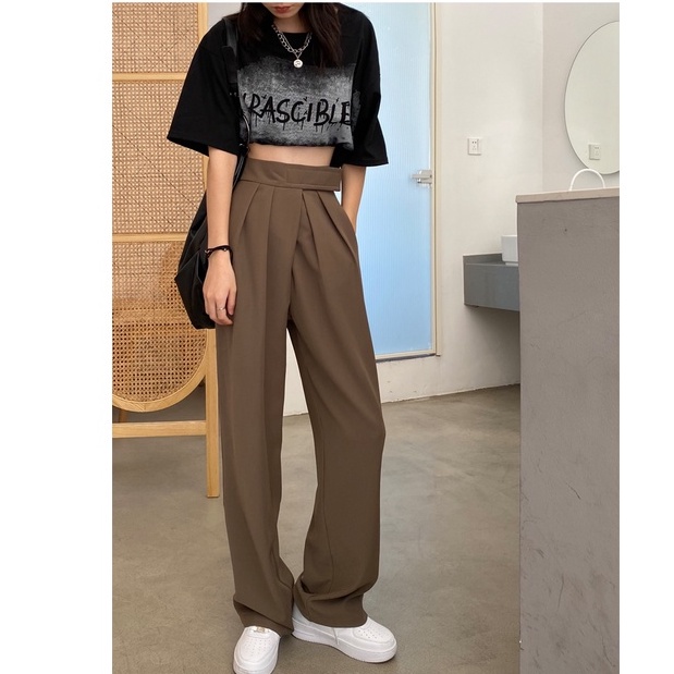 XIAOZHAINV Korean Style Velcro Celana Panjang Wanita High Waist Pants/Celana Kulot Highwaist/Celana Kulot Wanita