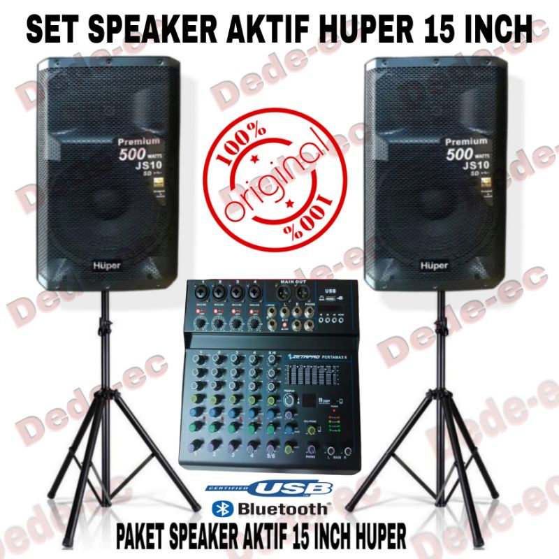 Paket Sound System Speaker Aktif 15 Inch Speaker Huper JS10 Original