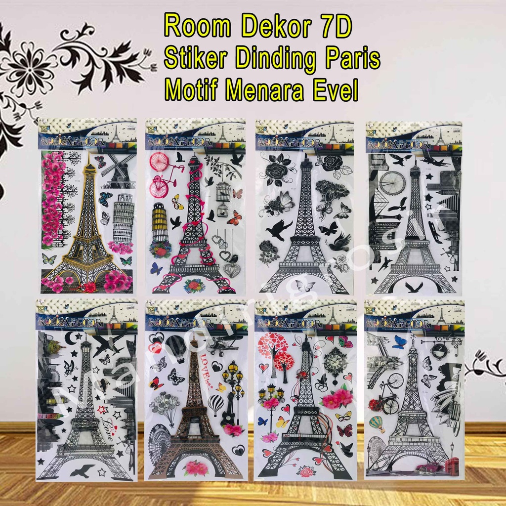 Stiker Dinding *Room Dekor 7D * Walpaper Menara Evel * Hiasan