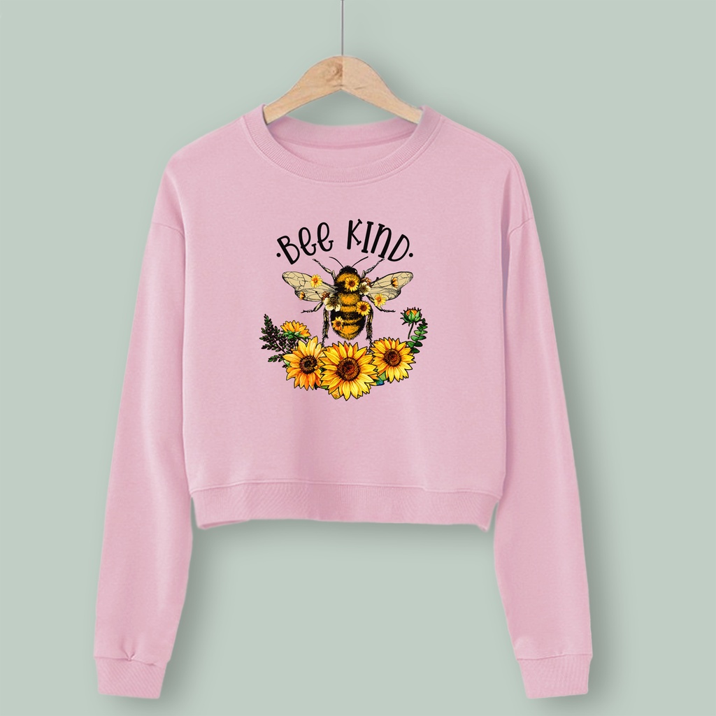 Sweater croope wanita BEE KIND baju crop cewek murah