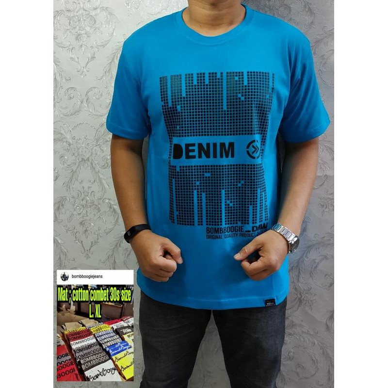 FASHION PRIA KAOS DENIM BLUE MOTIF PREMIUM KEREN