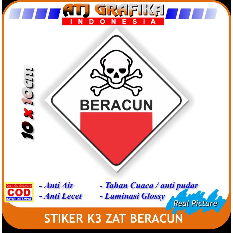 

Stiker Bahan beracun sticker K3 gudang kimia makanan dll