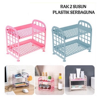 Rak Mini 2 Tingkat Serbaguna bisa digunakan di Kamar Mandi Dapur Rak Kosmetik Rak Meja Multifungsi