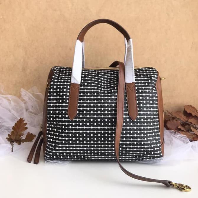 ☛☛ KREDIT TAS SELEMPANG WANITA MURAH KEKINIAN REMAJA☛☛ TAS FOSSIL SYDNEY SATCHEL BLACK WHITE