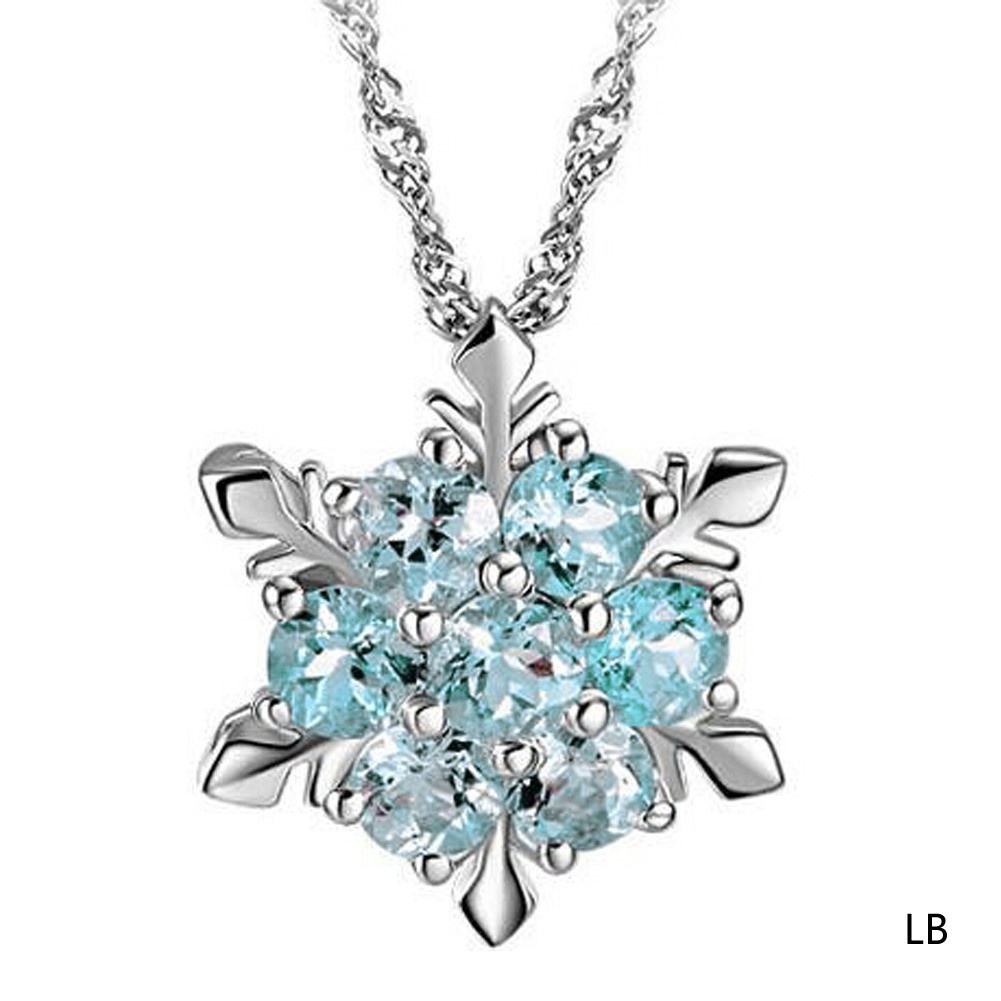 Vintage Necklace Women Snowflake Zircon Silver-plated Pendants Necklaces Jewelry