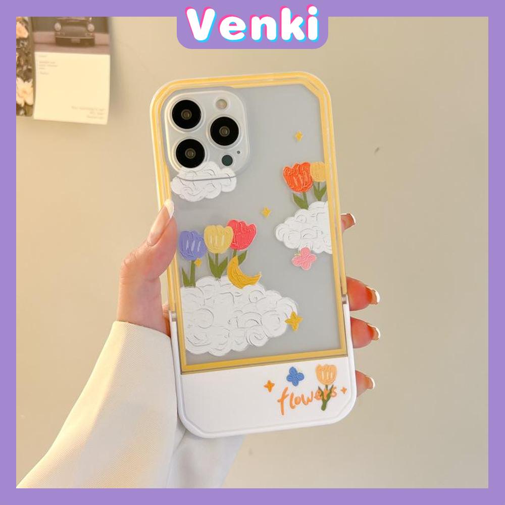 iPhone Case Acrylic Invisible Folding Stand Silicone Soft Case Airbag Shockproof Cover Camera Flower Cloud Compatible For iPhone 11 Pro Max 13 Pro Max 12 Pro Max 7Plus xr XS Max